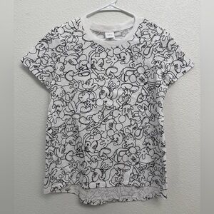 Disney Black and White Graphic Women's Mickey Outline Tee